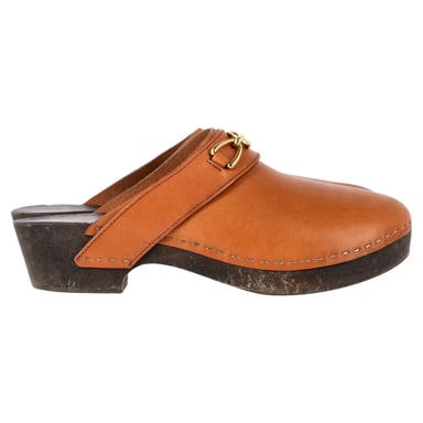 Celine Les Bois Clogs in Brown Calfskin Leather
