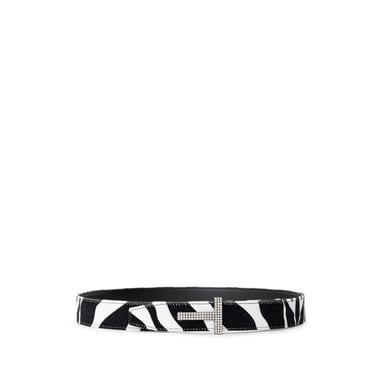 Zebra Print Rhinestone Buckle Belt