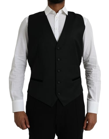 Black Wool Vest Classic Fit
