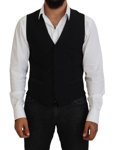 Black Wool Vest Classic Fit