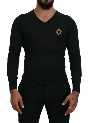 Vneck Sweater Sacred Heart Appliqu