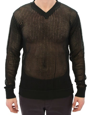 Vneck Mesh Knit Sweater