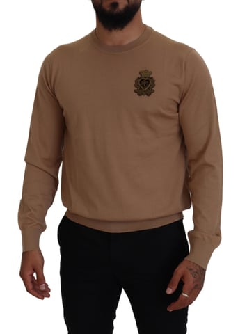 Crew Neck Tröja Beige Emblem