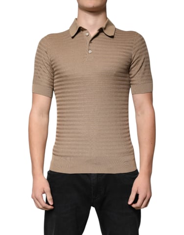 Ribbed Polo Short Sleeve Knit Shirt