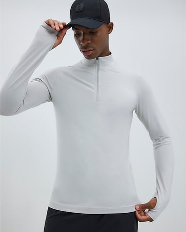 River Island Mens Funnel Top Grey Quarter Zip