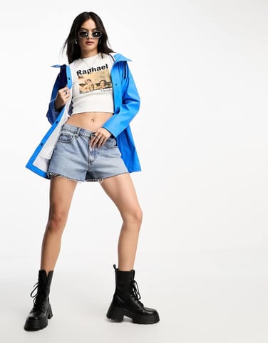 ONLY hooded raincoat in bright blue
