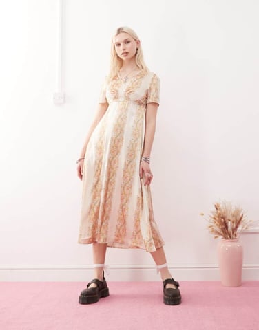 Reclaimed Vintage midi tea dress in floral print