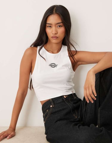 Dickies powers central logo vest in white