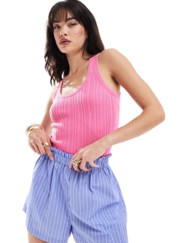 Vero Moda knitted racer vest top in bright pink