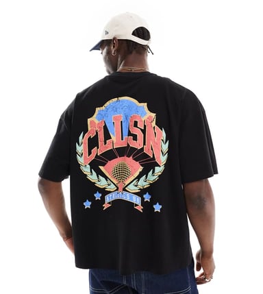 COLLUSION oversized graphic logo print t-shirt in black
