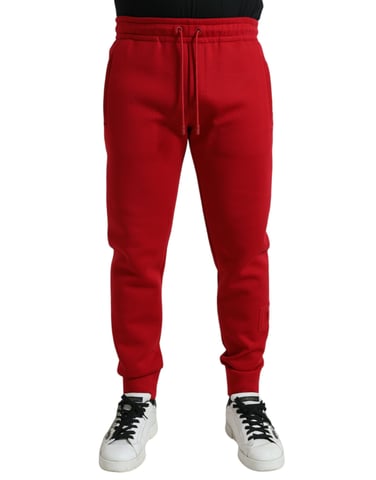 Red Cotton Joggers Pan75045