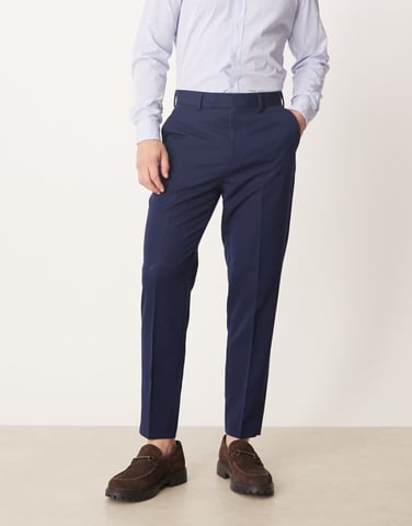ASOS DESIGN smart tapered passform byxor i marinblå