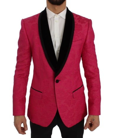 Blommig Brokad Blazer Sjalkrage