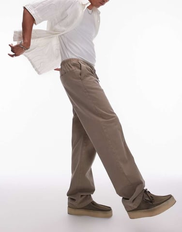 Topman straight trousers in khaki