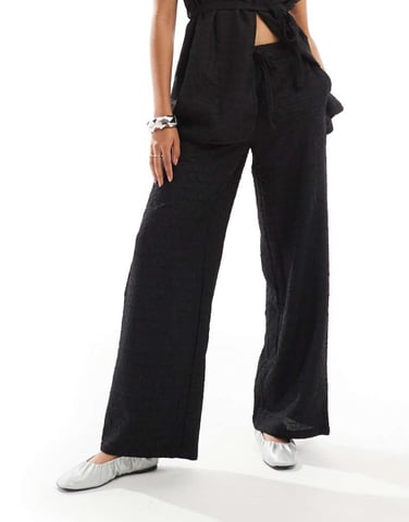 Vero Moda textured relaxed trouser co-ord in black