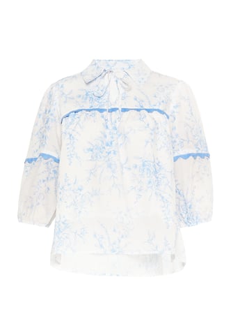usha Blouse vrouwen wit blauw