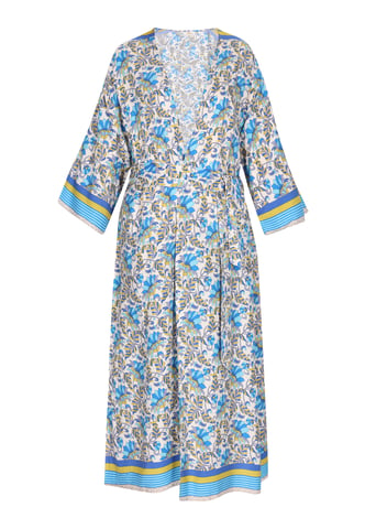 usha Kimono vrouwen blauw veelkleurig