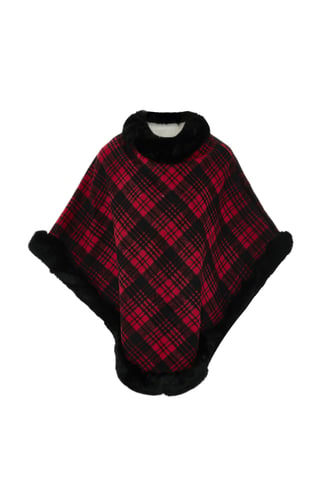 usha Poncho vrouwen rood zwart