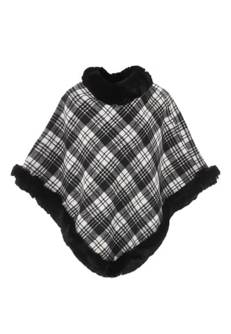 usha Poncho vrouwen wol wit zwart