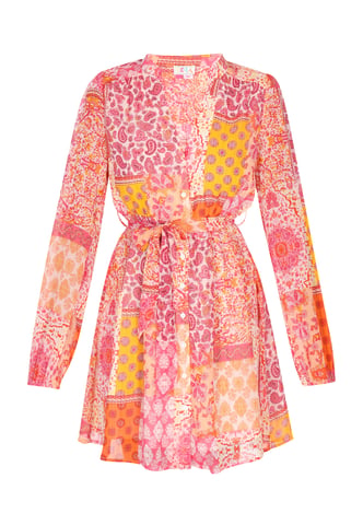 IZIA jurk vrouwen oranje veelkleurig