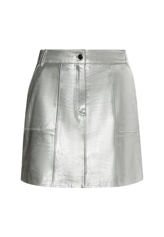 Faina Leren rok Dames zilver