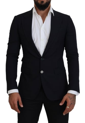 Klassisk passform Tvåknapp Blazer Marinblå