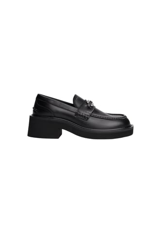 Leather Block Heel Loafers