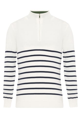 Pullover Half Zipper Striped Pullover