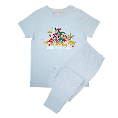 Disney Girls Christmas Crew Minnie Mouse Stars Long Pyjama Set (Baby Blue)