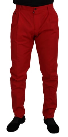 Casual Dress Pants Red Cotton