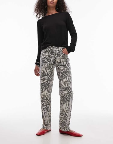 Topshop zebra raka byxor i multi