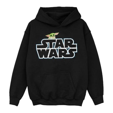 Star Wars Girls The Mandalorian The Child Logo Hoodie (Black)