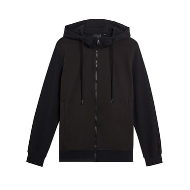 Lyle & Scott Mens Hybrid Softshell Full Zip Hoodie (Black)