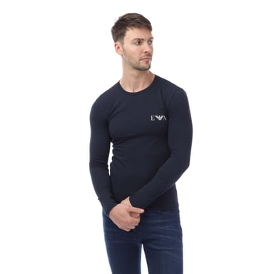Emporio Armani Slim långärmad T-shirt för män (Marinblått)