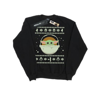 Star Wars Mens The Mandalorian The Child Christmas Sweatshirt (Black)