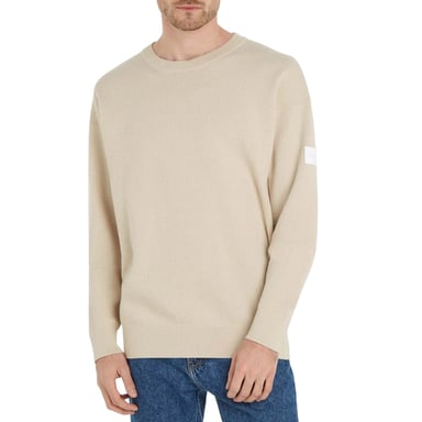 Calvin Klein Mens Natural Structure Crew Neck Sweatshirt (Beige)