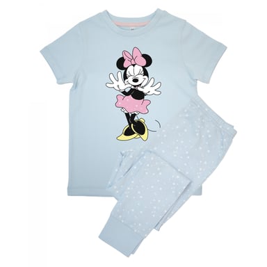 Disney Girls Minnie Mouse Pose Short-Sleeved Long Pyjama Set (Baby Blue)