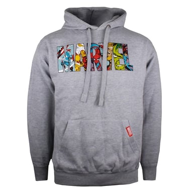 Marvel Mens Characters Logo Hoodie (Sports Grey)
