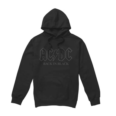 AC/DC Mens Back In Black Outline Hoodie (Black)