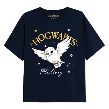 Harry Potter Girls Hedwig Hogwarts T-Shirt (Navy)
