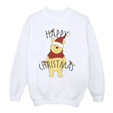 Disney Womens/Ladies Winnie The Pooh Happy Christmas Holly Sweatshirt (White)