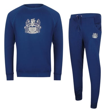 Aquascutum Mens Crest Crew Neck Tracksuit Set (Navy Blue)