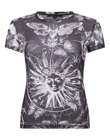 Tyll Sexig Pure Fit T-shirt Med Fjärilstatuering