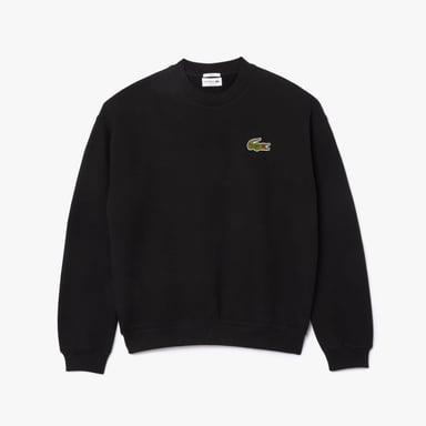 Lacoste Unisex Adult Accent Badge Fleece Loose Fit Sweatshirt (Black)