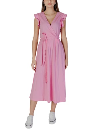 Casual Midi Dress Ruffle Sleeve Wrap Dress