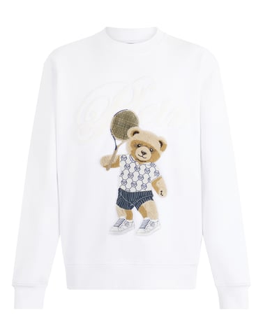 Rund halsad tröja med teddy-tennismotiv