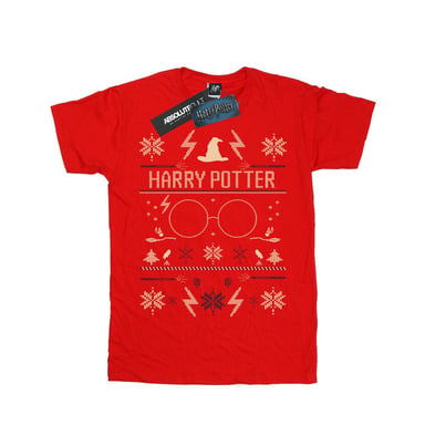 Harry Potter Boys Christmas Pattern T-Shirt (Red)