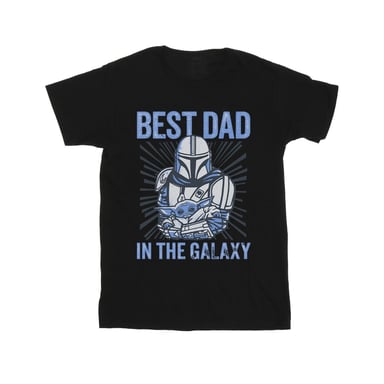Star Wars Mens Mandalorian Best Dad Galaxy T-Shirt (Black)
