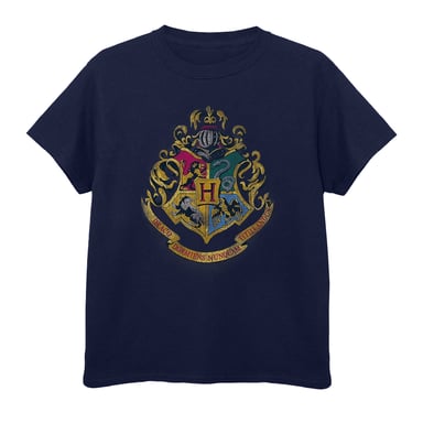 Harry Potter Boys Hogwarts Crest Cotton T-Shirt (Navy Blue)