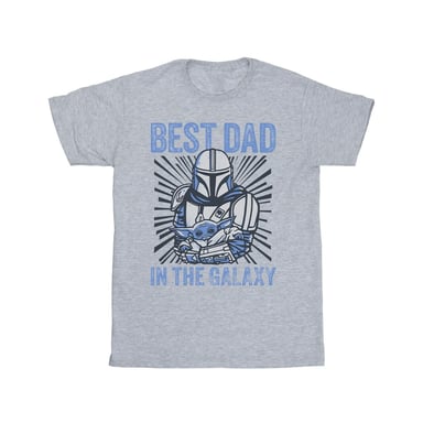 Star Wars Mens Mandalorian Best Dad Galaxy T-Shirt (Sports Grey)